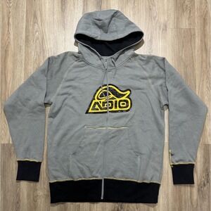 Y2K ADIO Skateboarding Gray Zip Up Hoodie Size XL
